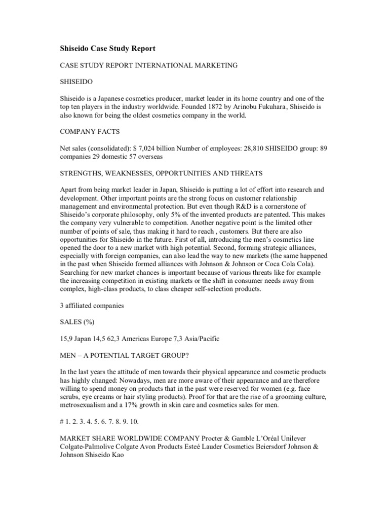 One of shiseido's main core competencies at the time of the case was image