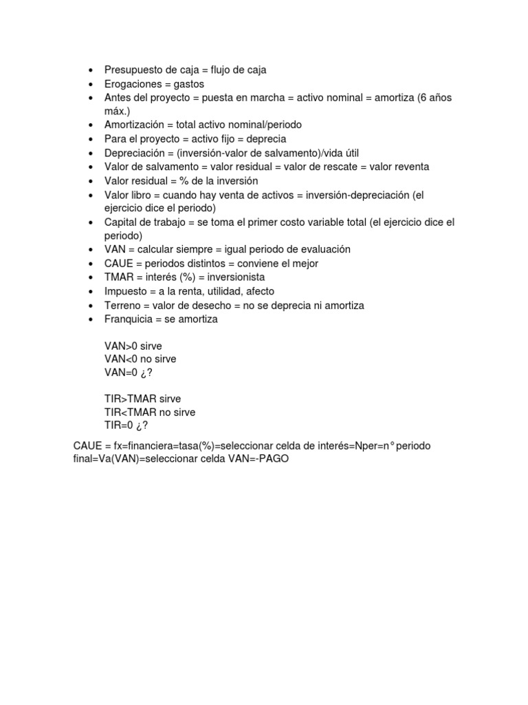 Conceptos Clave de Finanzas y Proyectos | PDF