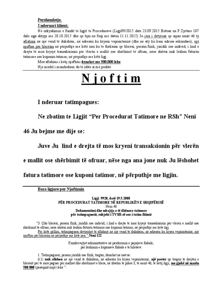 Njoftimi Model Per Bleresin 12 PDF