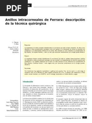 Anillos Intracorneales de Tecnica Quirurgica | PDF | Córnea Cirugía