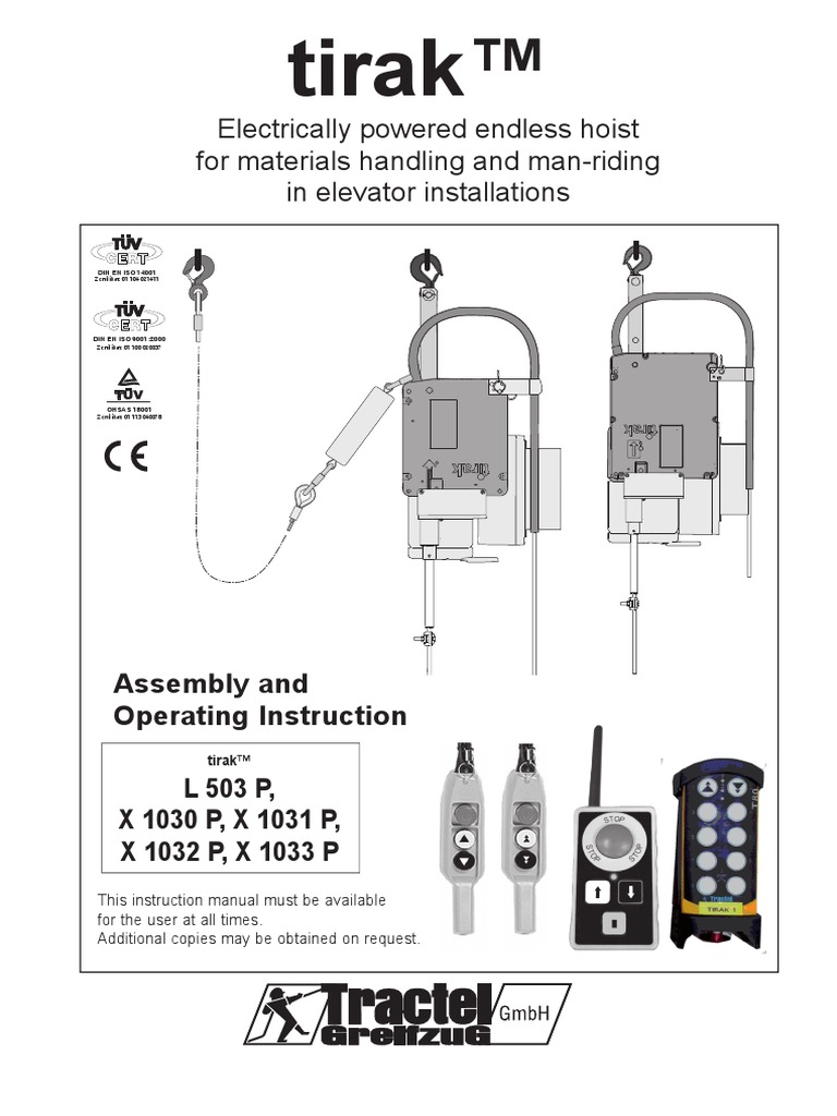 ManualTRACTELTirak_Passenger_Wire_Rope_Hoists_Elevator_InstallationsEN.pdf Elevator Rope