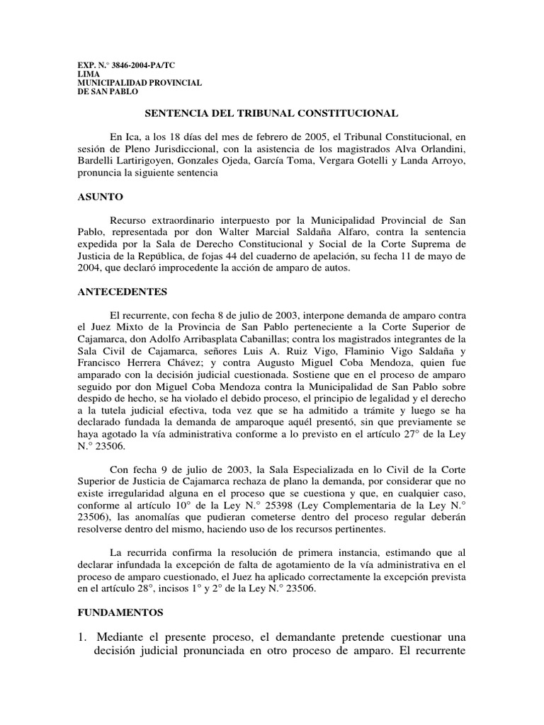 Improcedencia de Amparo Contra Amparo | PDF | Ley procesal | Debido al ...