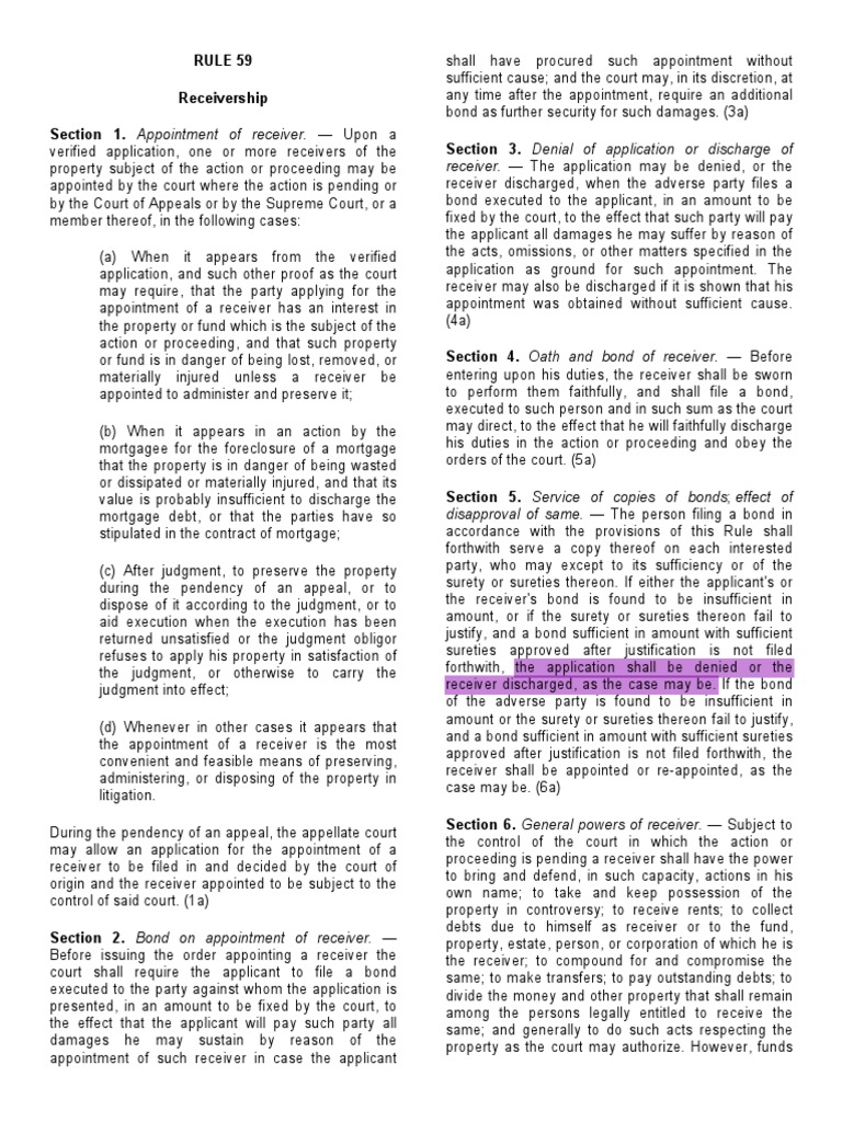 Rule 59 PDF Receivership Bail