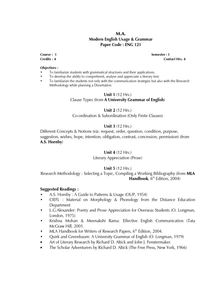 M.A. English Literature Course Overview | PDF | William Shakespeare ...
