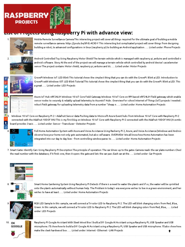 Advanced View Of Projects Raspberry Pi List Raspberry Pi Projects Touchscreen Internet Of Things