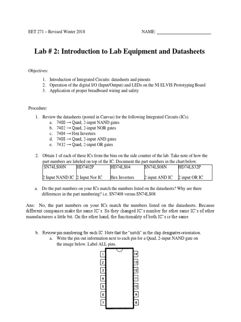 Lab2 EquipmentIntro PDF | PDF | Integrated Circuit | Logic Gate