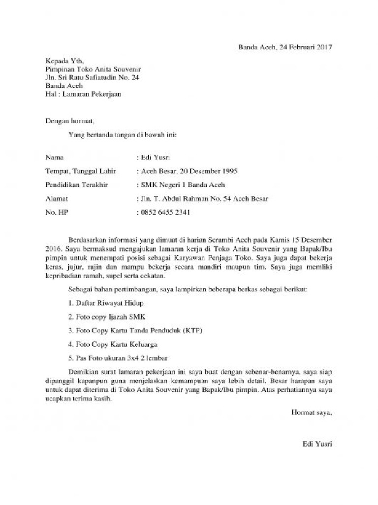 Download 77+ Contoh Surat Surat Lamaran Kerja Toko Roti Terbaik Dan Terbaru