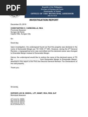 Investigation Report
