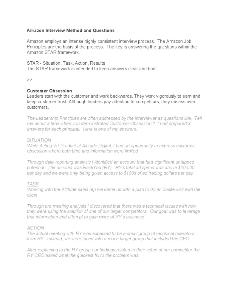 Amazon Interview Method PDF Goal Leadership