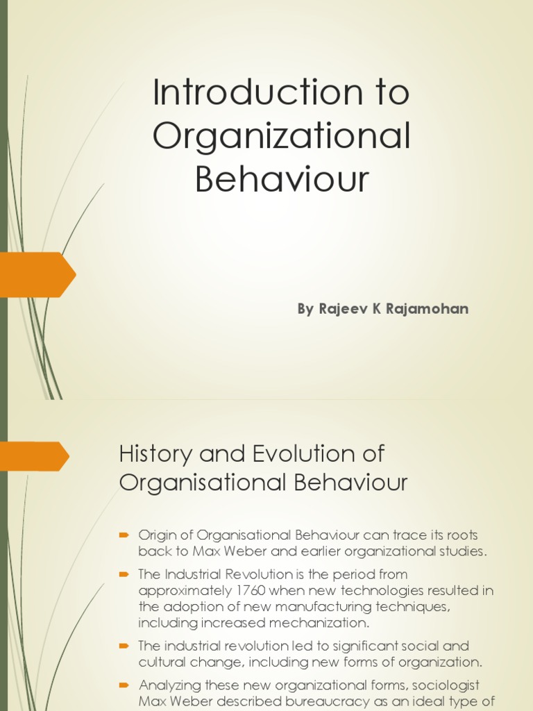 History and Evolution of Organizational Behavior | PDF | Organizational ...