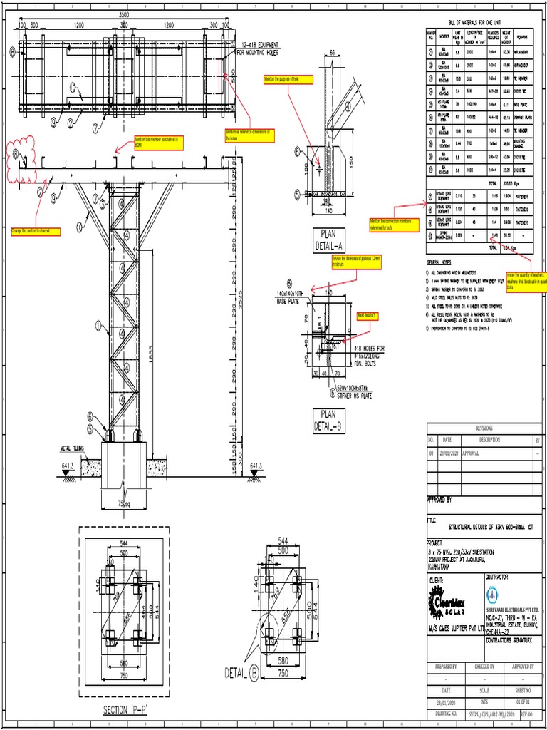 33kV 4-Pole Structure Drawing | PDF | Industrial Processes | Mechanical ...