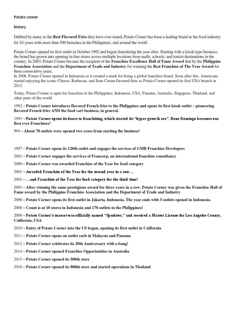 Potato Corner PDF Cuisine Food And Drink