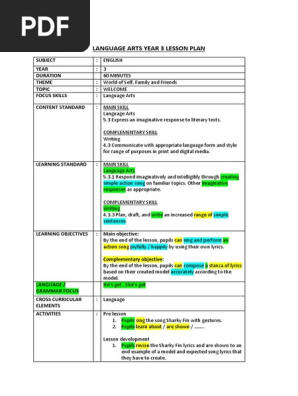 JU's Language Art Lesson Plan