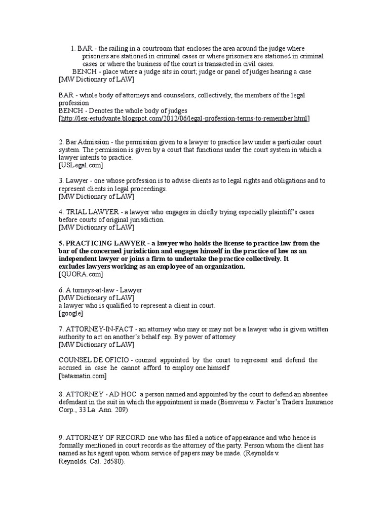 Legal Terms and Definitions Overview | PDF | Bar Association | Law