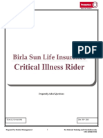 BSLI Critical Illness Rider - FAQ's