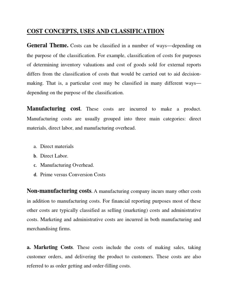 Cost Concepts PDF Cost Marketing