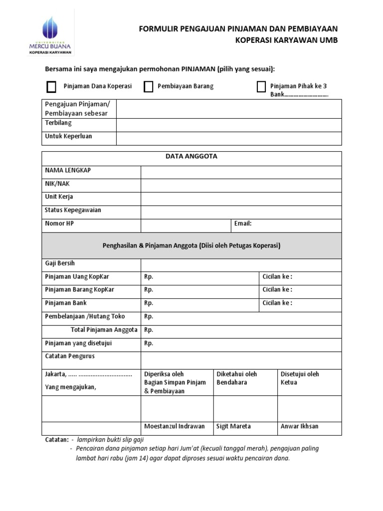 13+ Form pengajuan pinjaman karyawan information