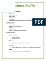 Business profile template with key details