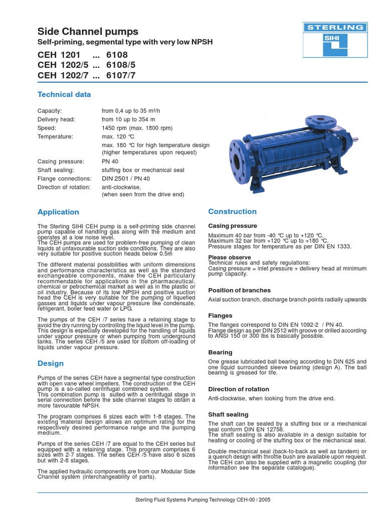CEH Pump Datasheet and Specifications | PDF | Pump | Mechanical Engineering