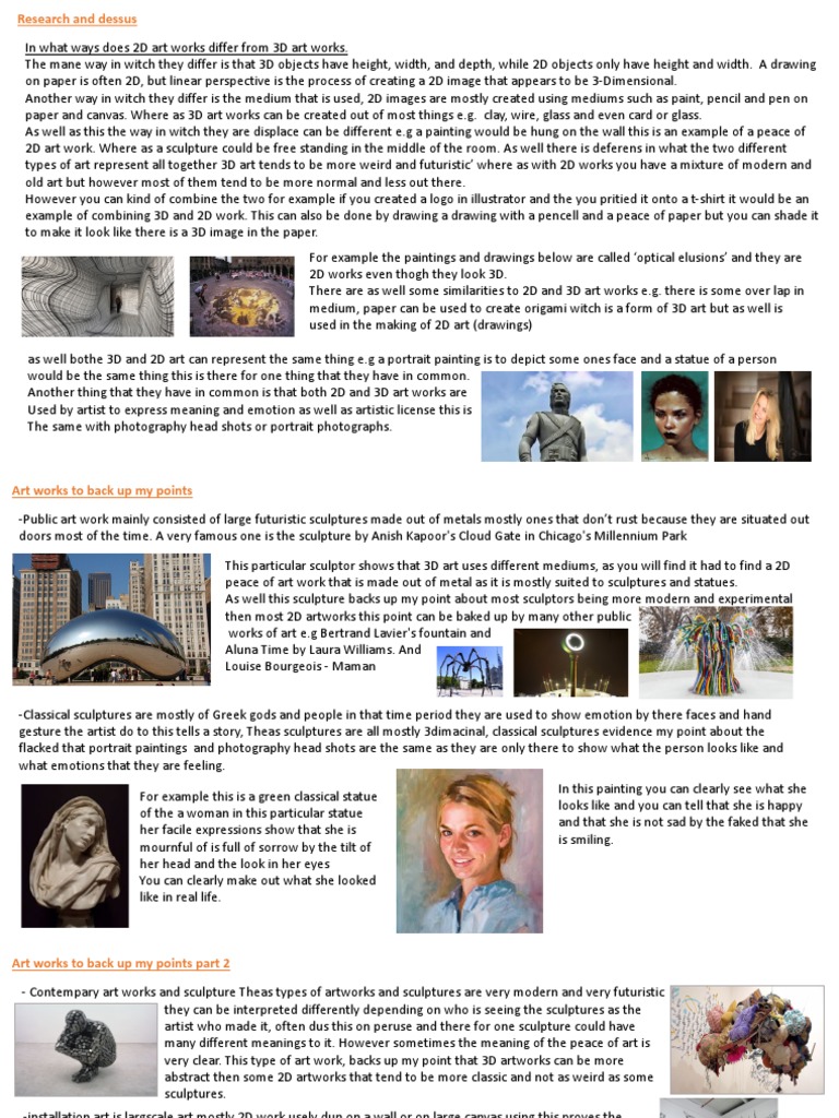 Differences Between 2D and 3D Art | PDF | Drawing | Sculpture
