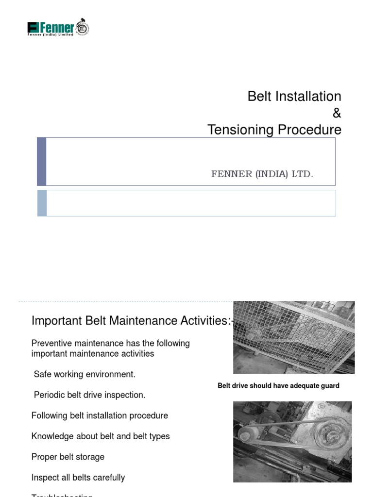 Belt Installation & Tensioning Procedure.ppt Belt (Mechanical