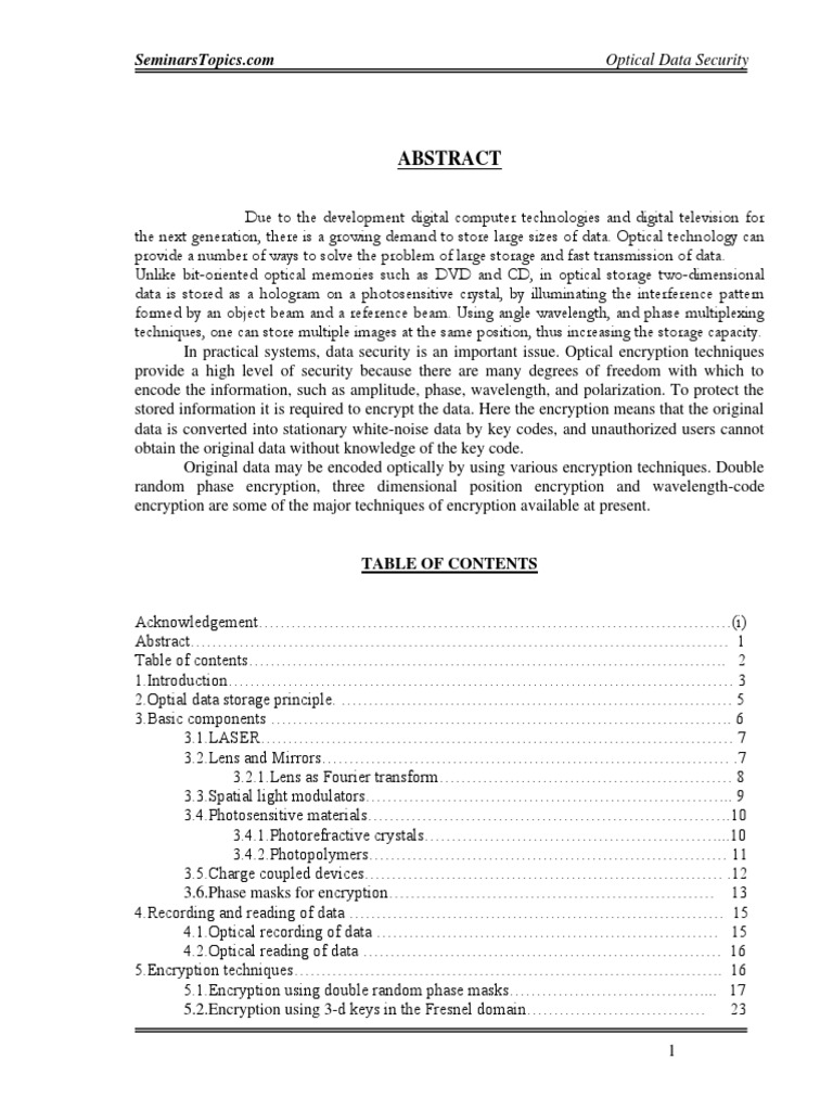 Optical Data Security Techniques | PDF | Holography | Optics