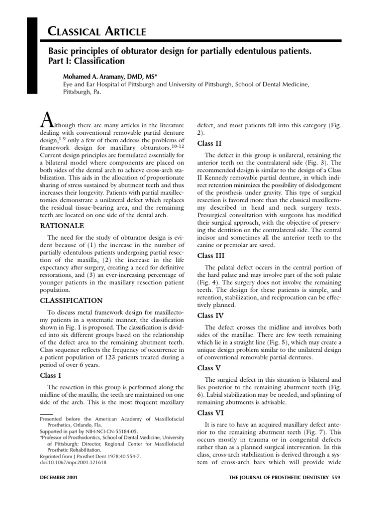 Classification of Maxillectomy Obturators | PDF | Dentistry | Animal ...