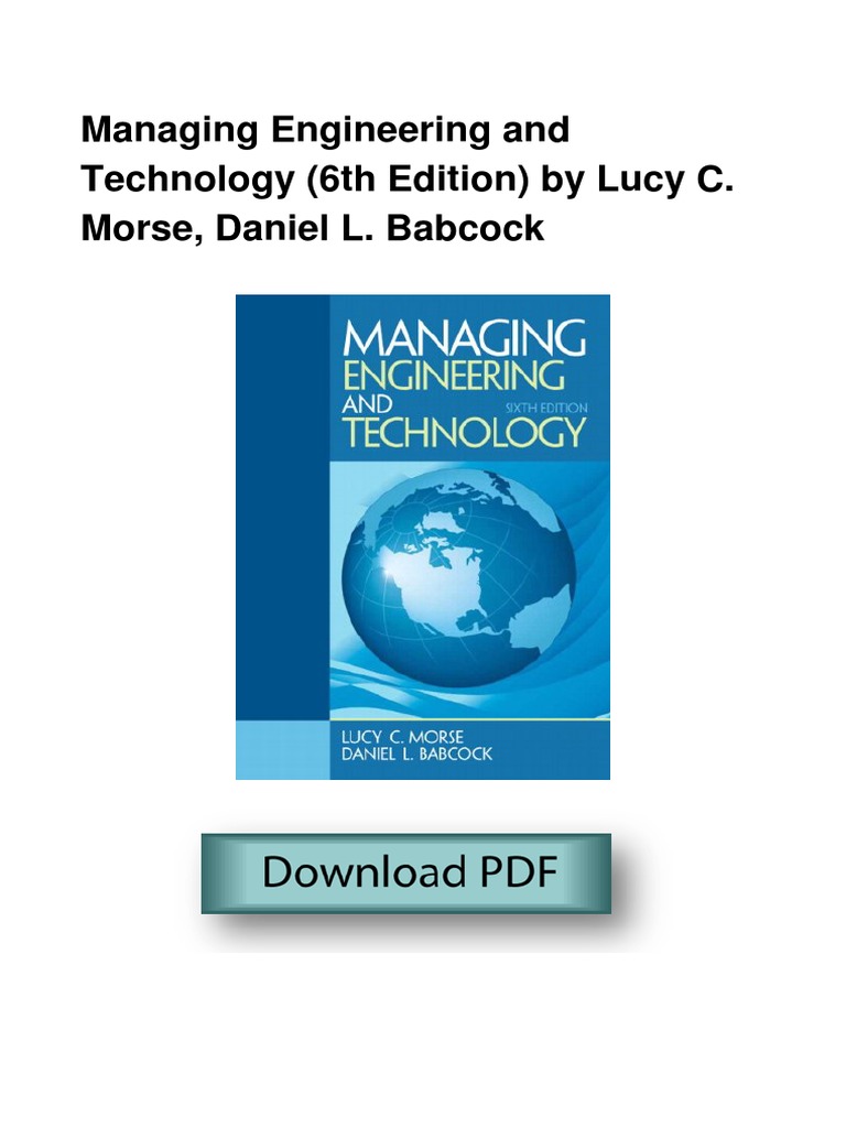 Managing Engineering and Technology 6th Ed. | PDF