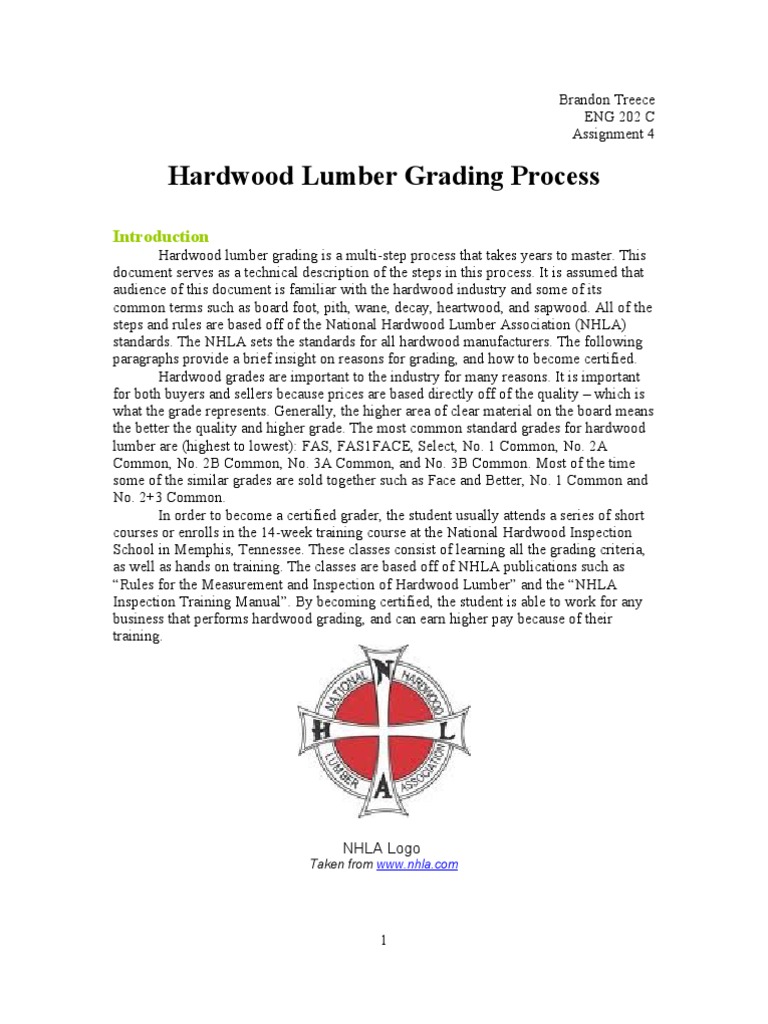 Process Description Hardwood Lumber Grading PDF Lumber Nature