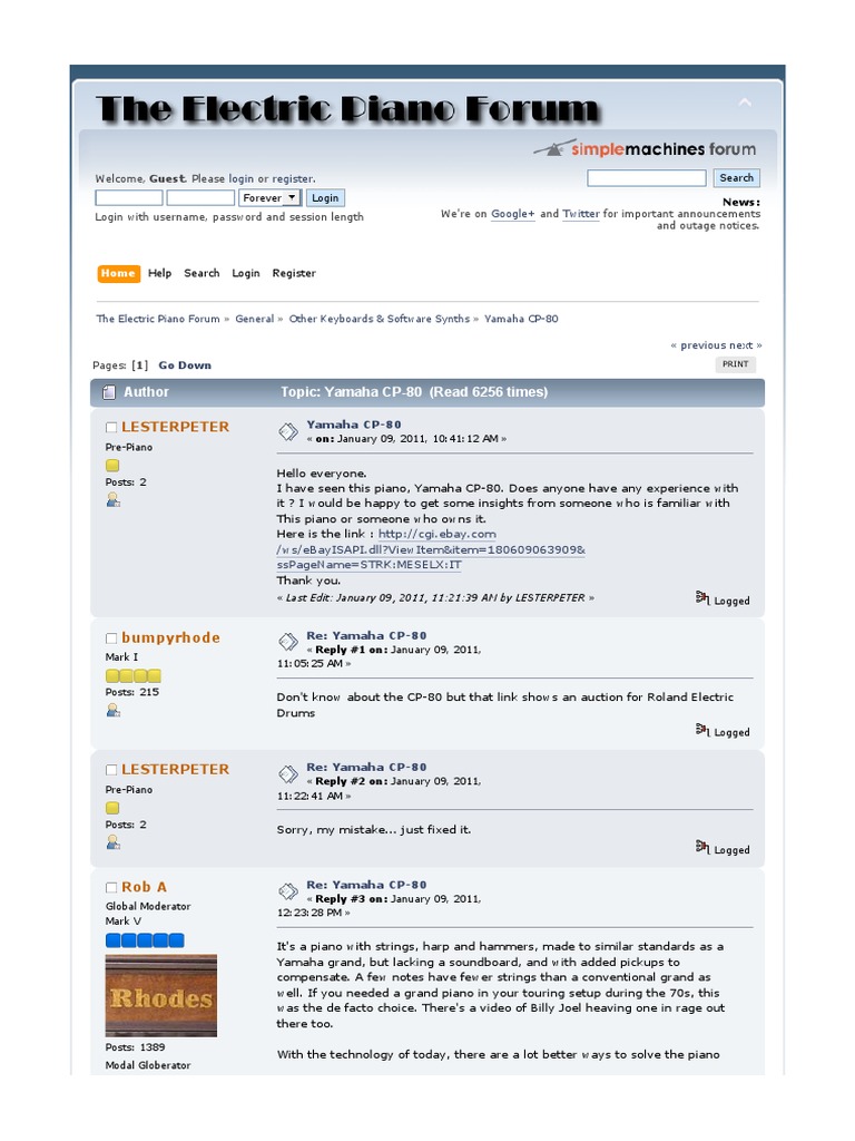 Yamaha CP80 Tuning (From The Electric Piano Forum) PDF PDF Piano