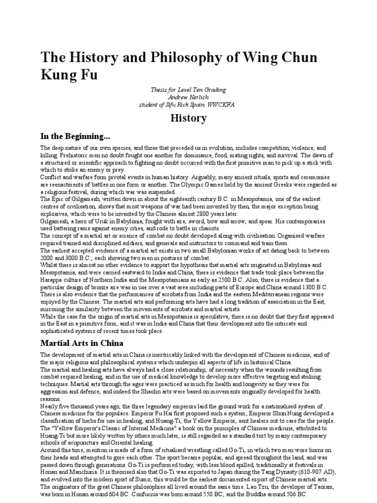 Wing Chun Kung Fu: History & Philosophy | PDF | Chinese Martial Arts ...
