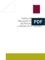 Política Nacional de Educación Permanente de Personas Jóvenes y Adultas en El Salvador