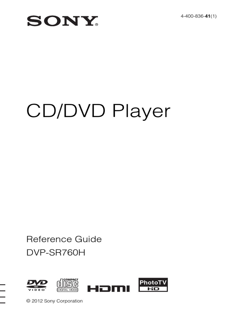Sony DVP-SR760H - en PDF | PDF | Hdmi | Dvd | DVD-Player