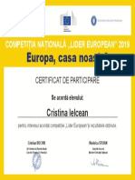 Lider European - CERTIFICAT ELEV 682