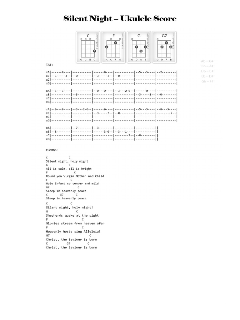 Silent Night Ukulele Score PDF