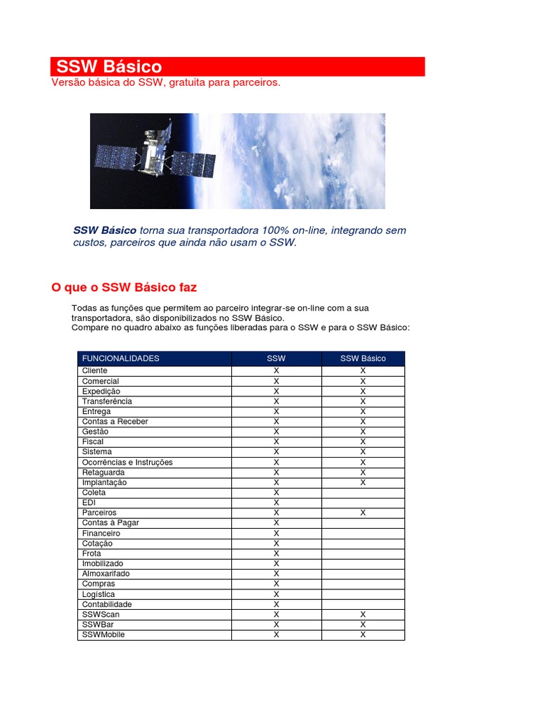 SSW Básico: Sistema Gratuito para Transportadoras | PDF | Business ...