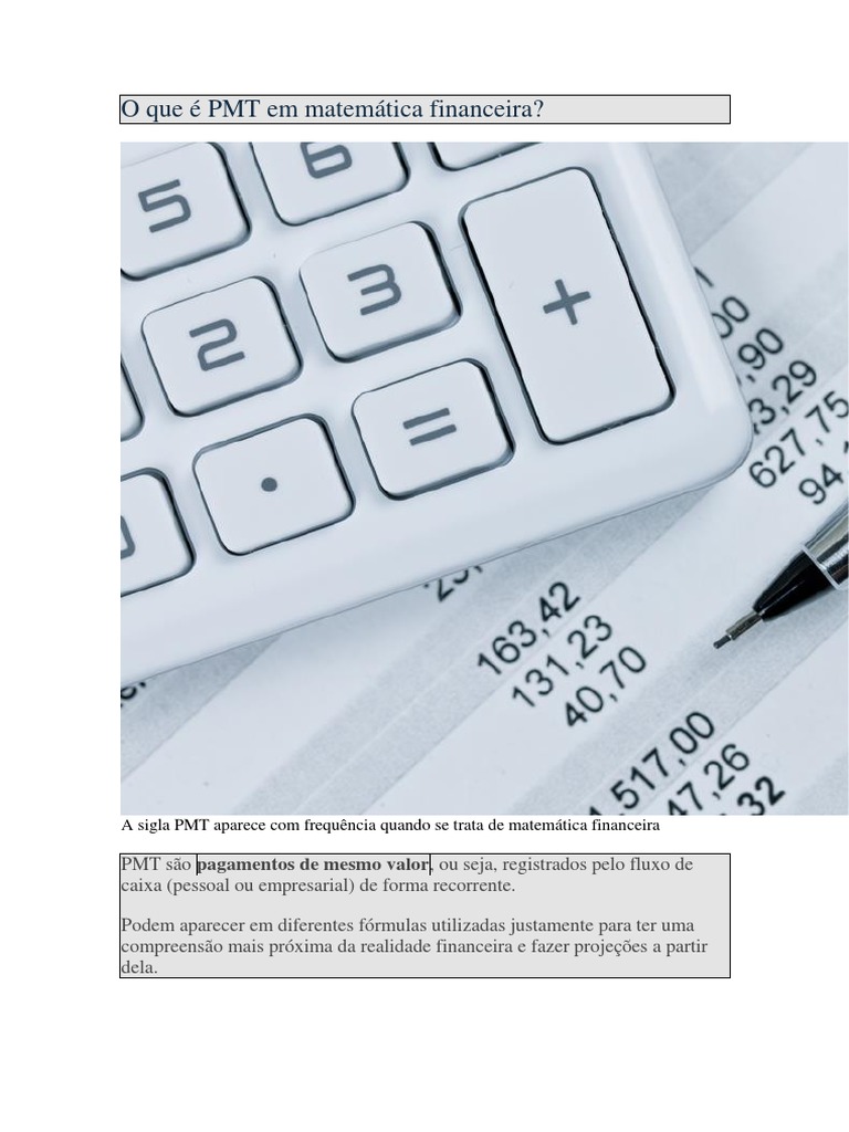 Definição e Exemplos de PMT Financeiro | PDF | Percentagem | Juros