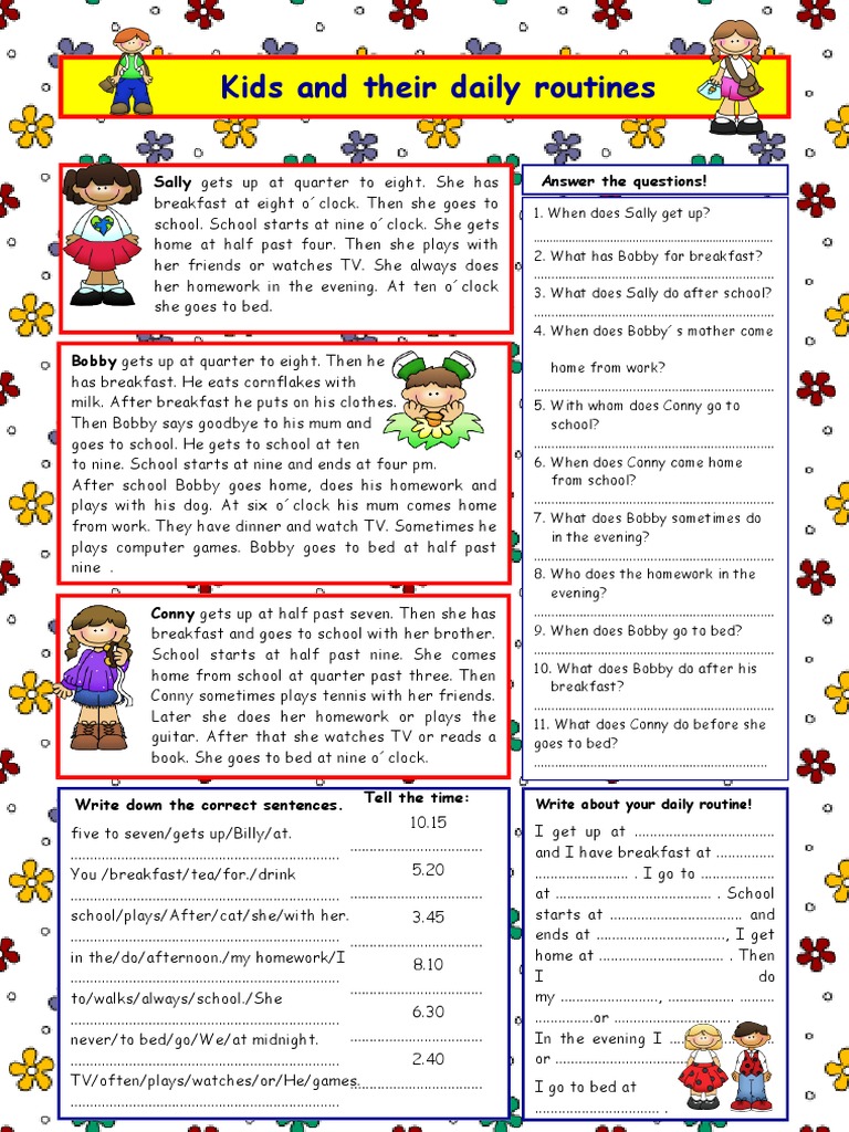 Kids' Daily Routines Explained | PDF
