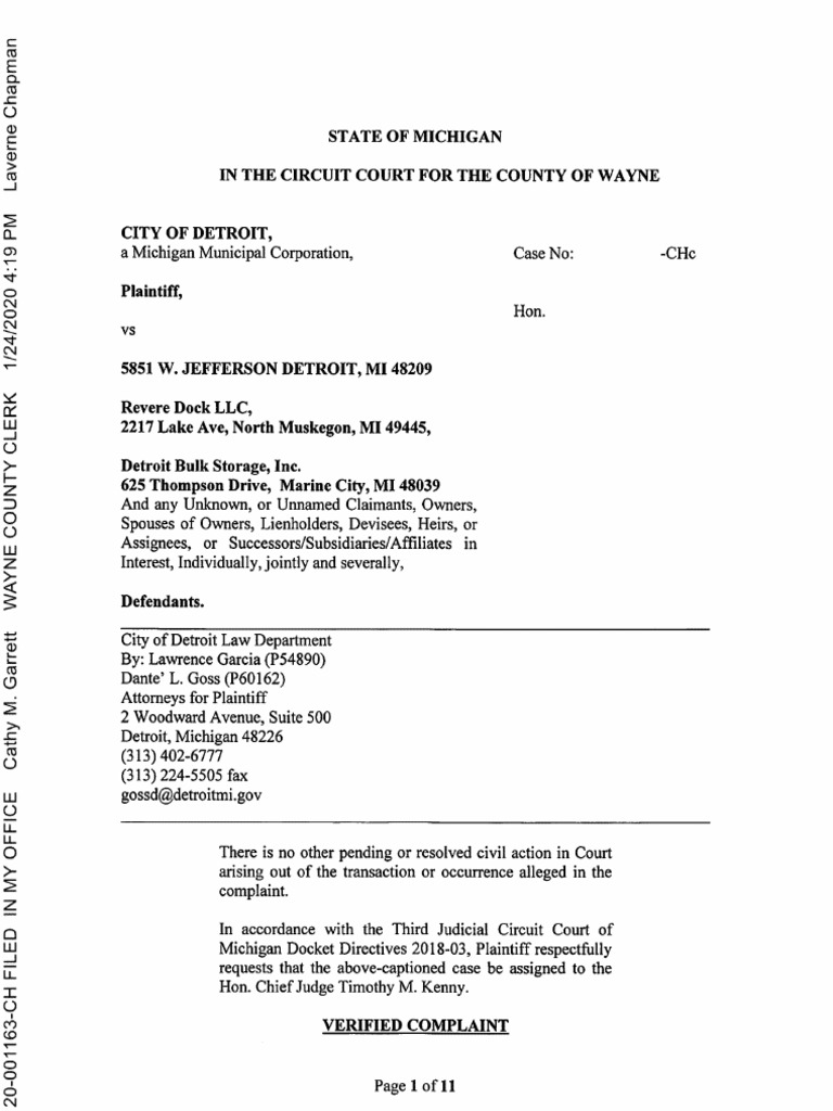 ピープ Detroit Lawsuit Against Detroit Bulk Storage and Revere