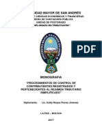 PROCEDIMIENTOS DE CONTROL DE CONTRIBUYENTES REGISTRADOS Y PERTENECIENTES AL REGIMEN TRIBUTARIO SIMPLIFICADO