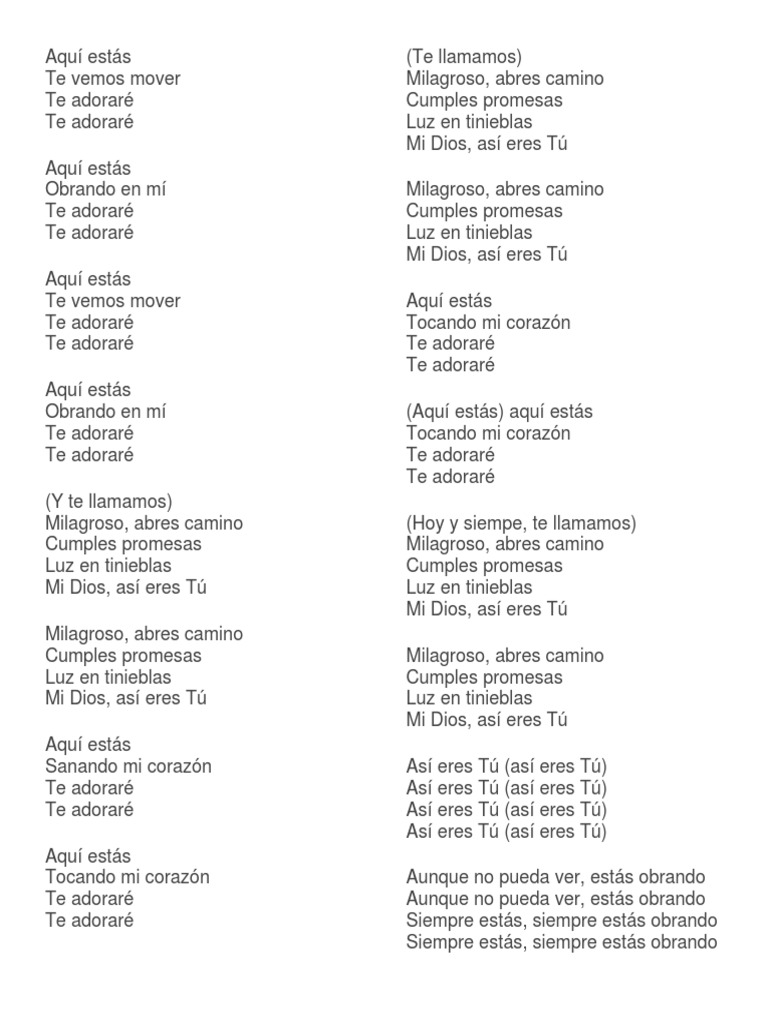 Letra Aquí Estás | PDF | Religión y espiritualidad, image size:768x1024