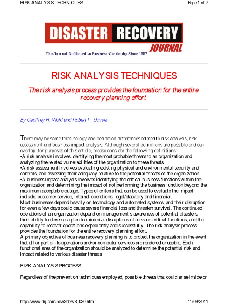 Risk Analysis Techniques PDF | PDF | Risk Management | Risk