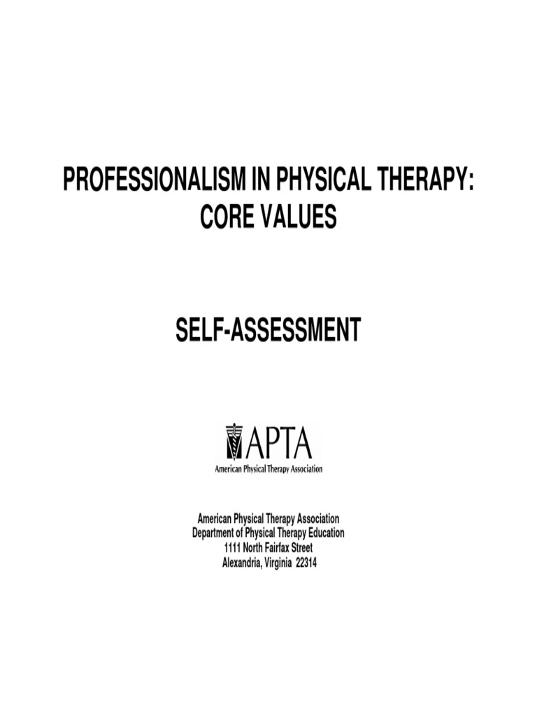 APTA Core Values Self-Assessment Guide | PDF | Physical Therapy ...