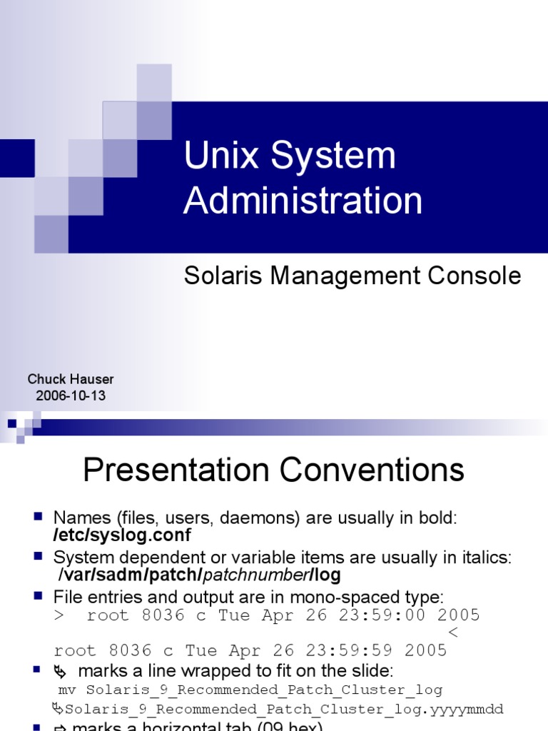 Unix System Administration: Solaris Management Console | PDF