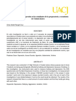 El Acoso Escolar y La Depresión en Los Estudiantes de La Preparatoria y Secundaria de Ciudad Juárez