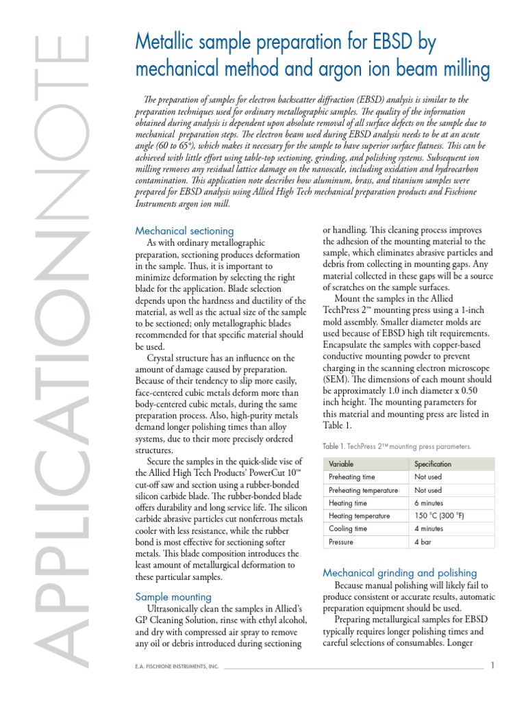 Metallic Sample Preparation For EBSD by Mechanical Method and Argon Ion ...