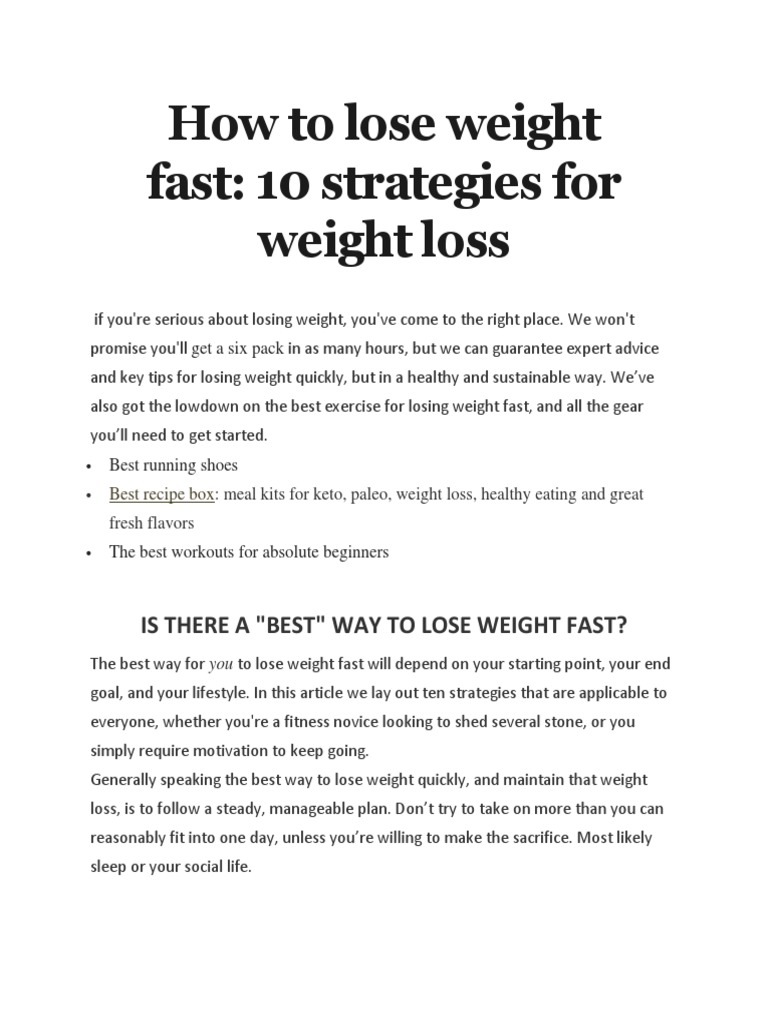 How To Lose Weight Fast 10 Strategies For Weight Loss PDF Aerobic
