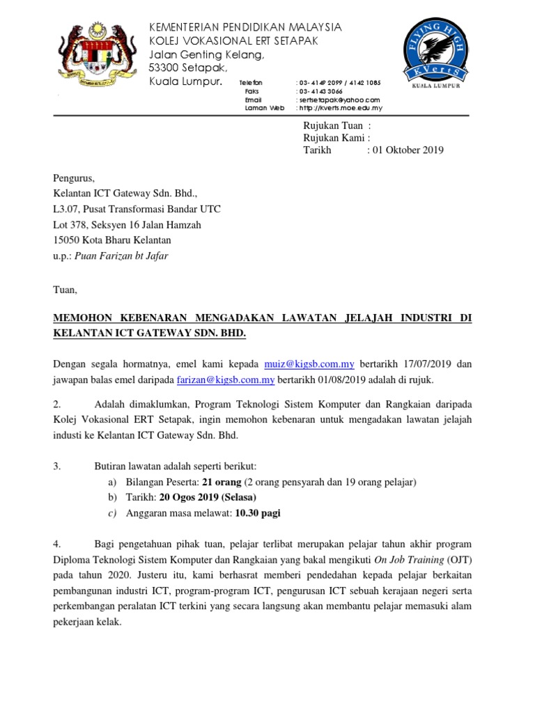 Surat Lawatan Kerja Niosh Pdf