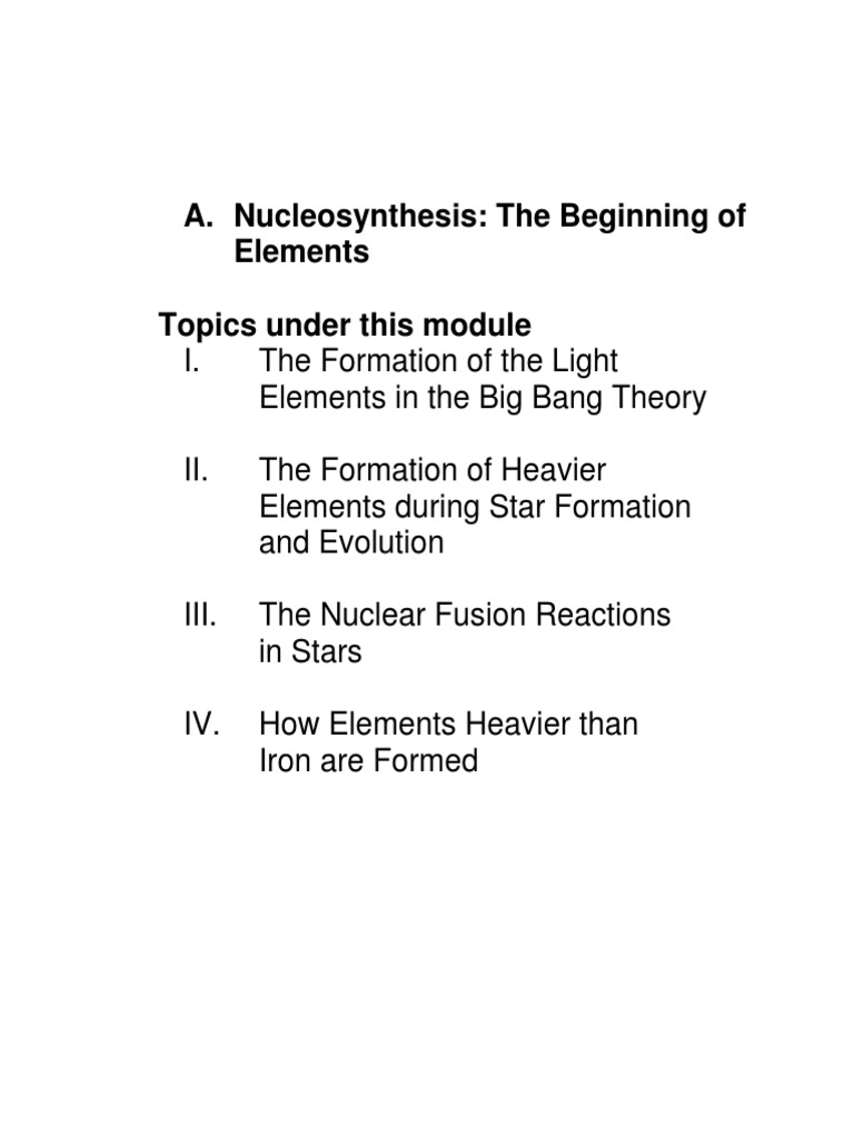 4nucleosynthesis The Beginning of Elements | PDF | Stars | Nuclear Fusion
