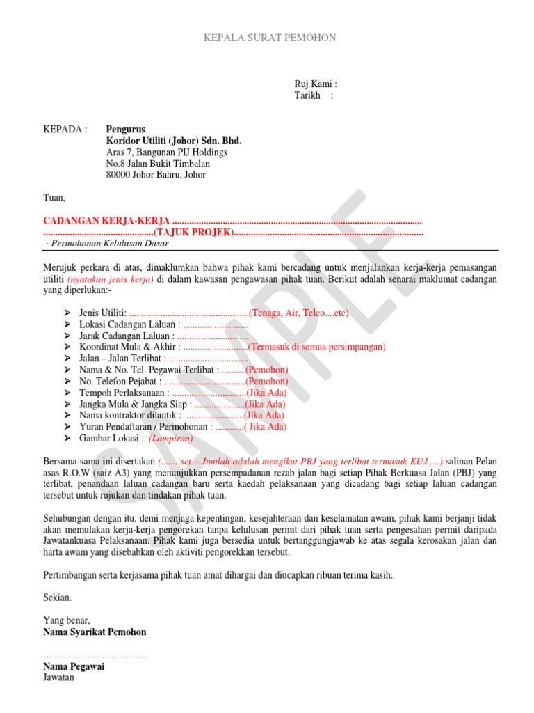 Format Surat Permohonan Izin Lalu Pdf